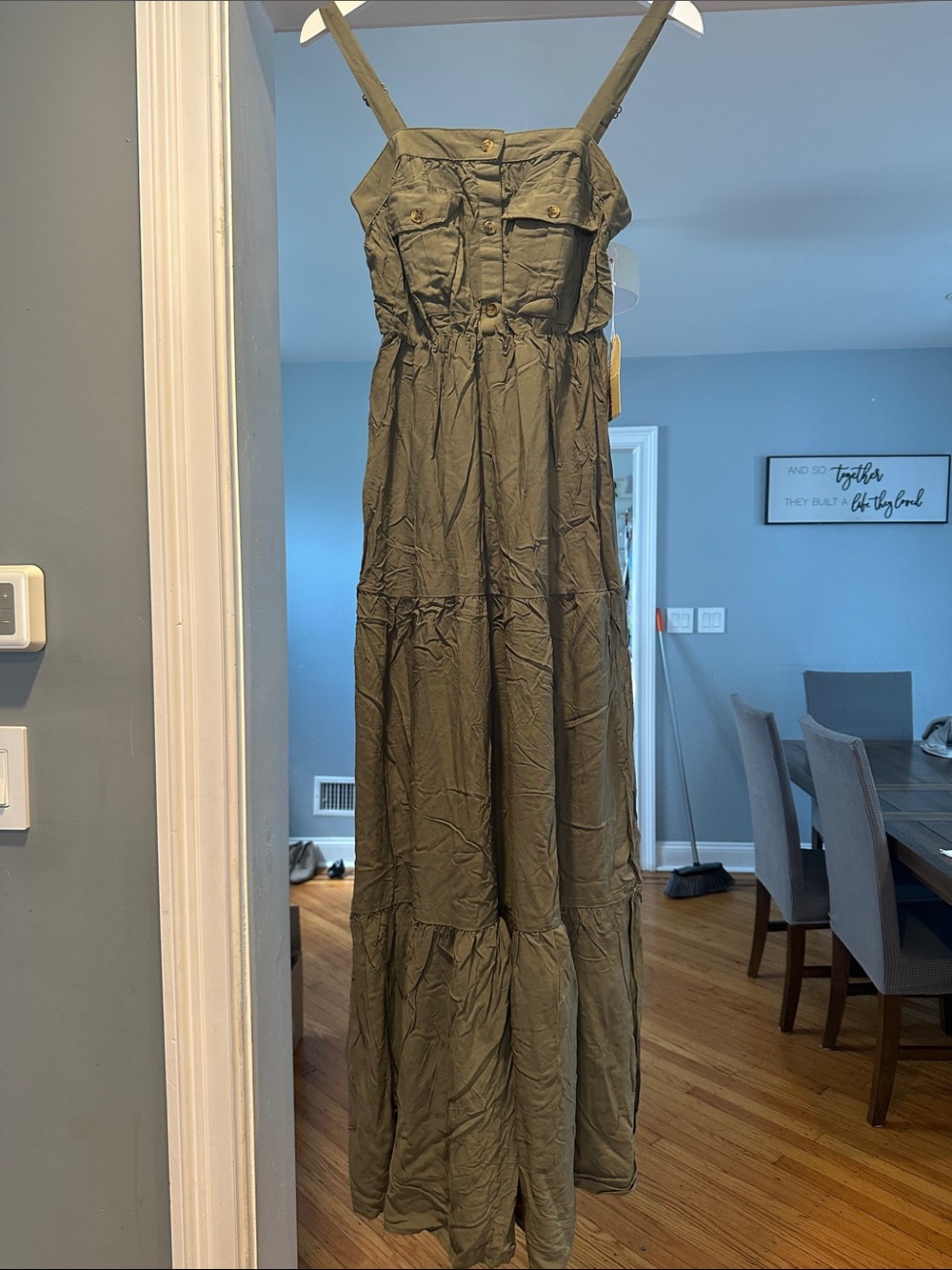Stella Tweed Olive Ruffled Dress